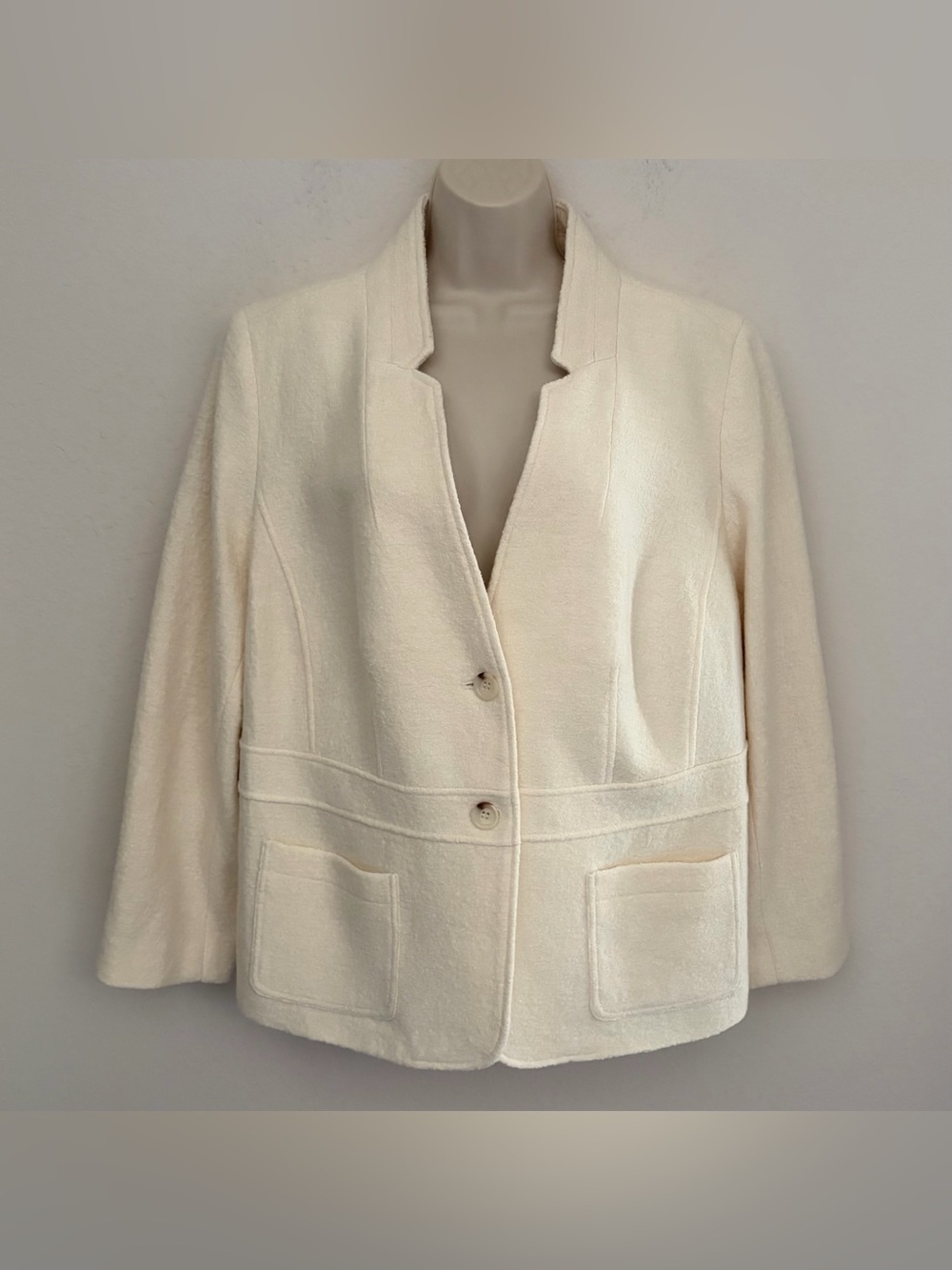 Talbots Cream Textured Open-Notch Blazer